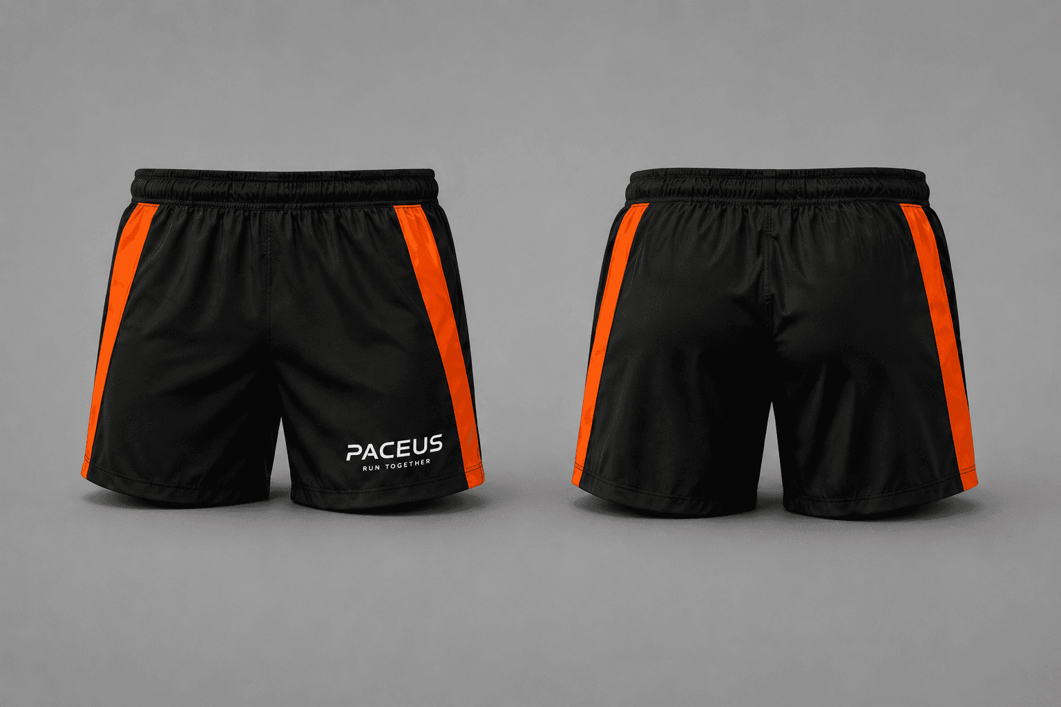 Pace Us Run Club Shorts — Orange side stripe
